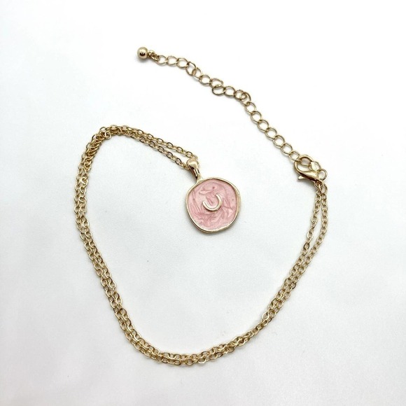 PINK Resin Horseshoe Lucky Charms Necklace - Picture 4 of 8